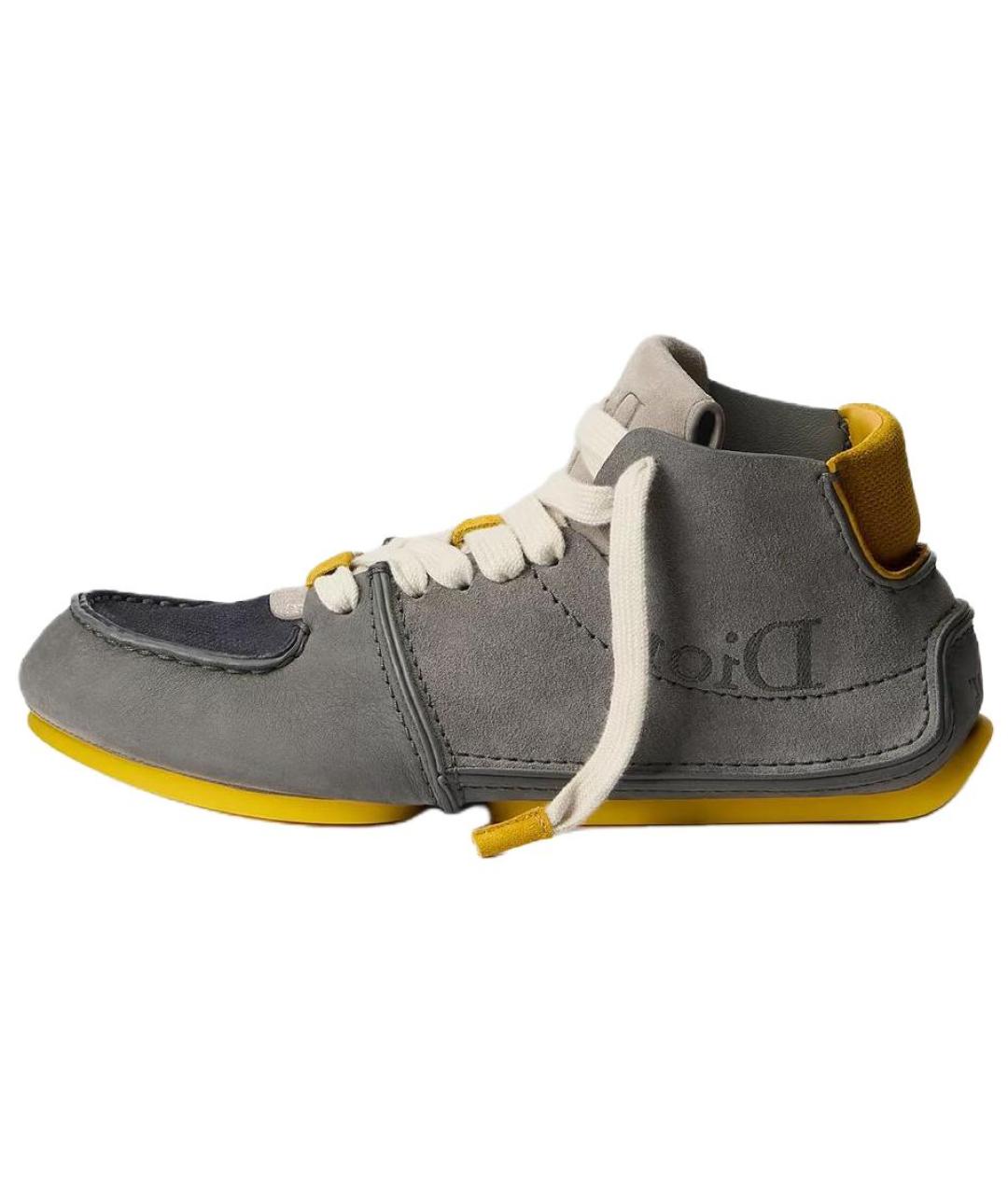 CHRISTIAN DIOR Серые кожаные высокие ботинки, фото 2