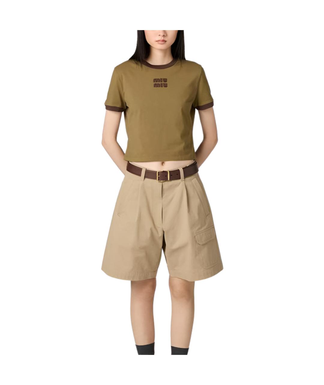 MIU MIU Коричневая футболка, фото 2