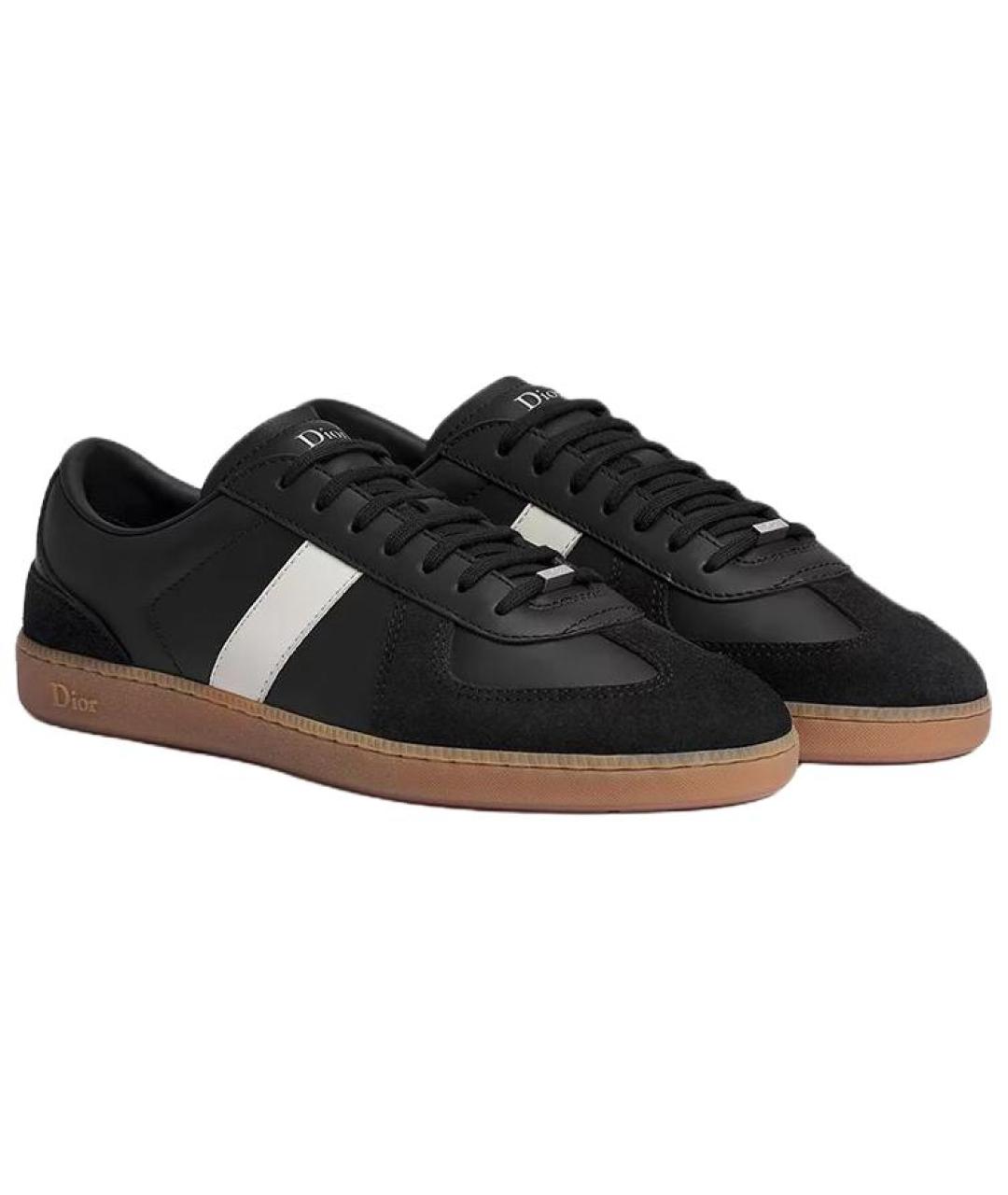 CHRISTIAN DIOR Черные кожаные низкие кроссовки / кеды, фото 3