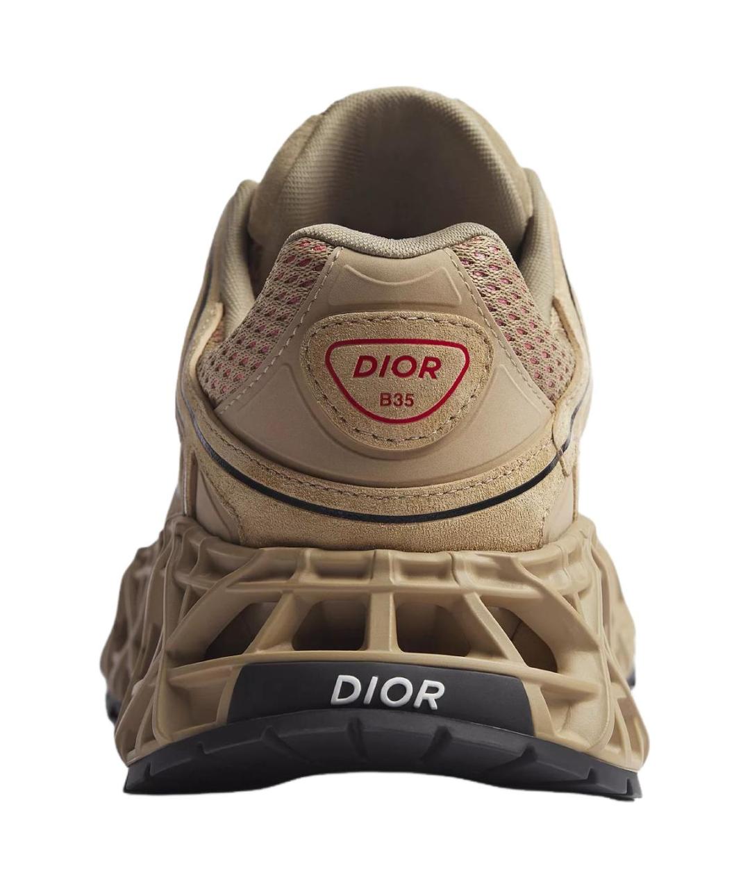 CHRISTIAN DIOR Бежевые текстильные низкие кроссовки / кеды, фото 5