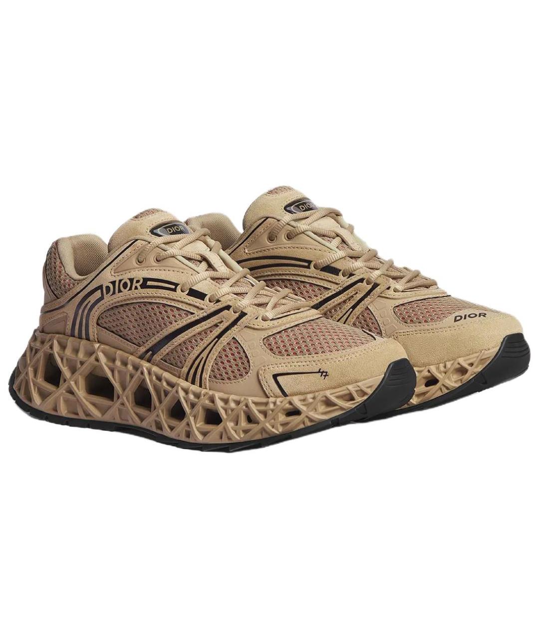 CHRISTIAN DIOR Бежевые текстильные низкие кроссовки / кеды, фото 3