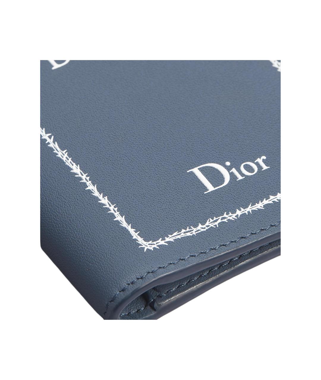 CHRISTIAN DIOR Синий кожаный кардхолдер, фото 4