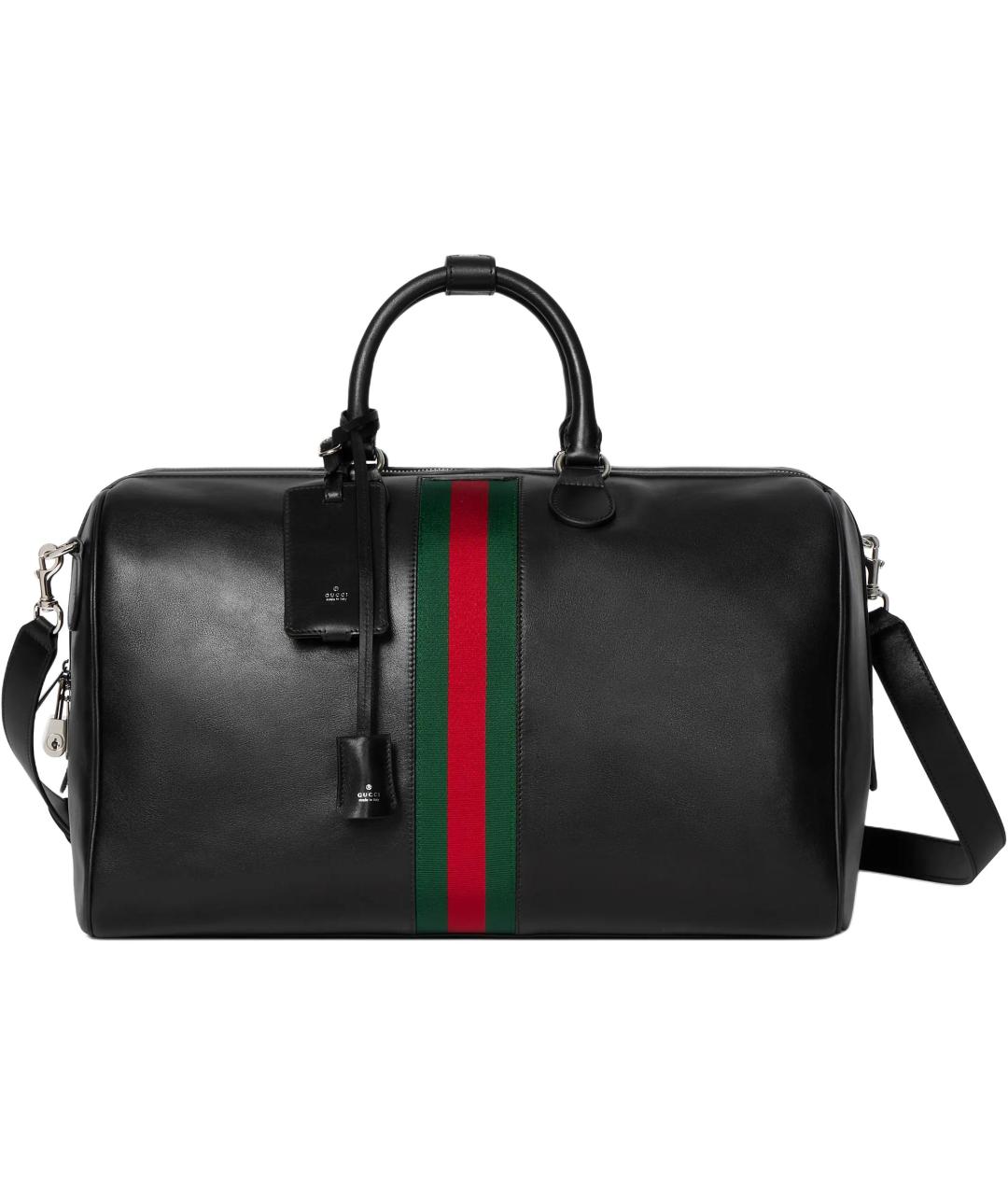 GUCCI Черная кожаная дорожная/спортивная сумка, фото 1