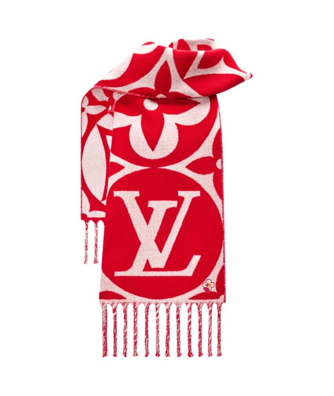 LOUIS VUITTON Красный шерстяной шарф, фото 2