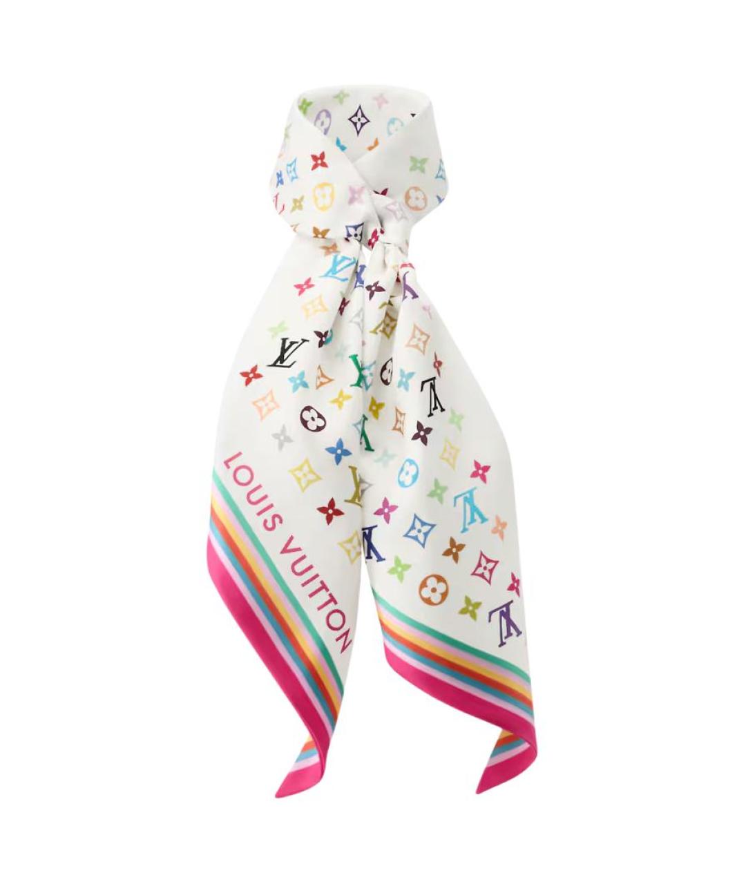 LOUIS VUITTON Белый шелковый шарф, фото 1