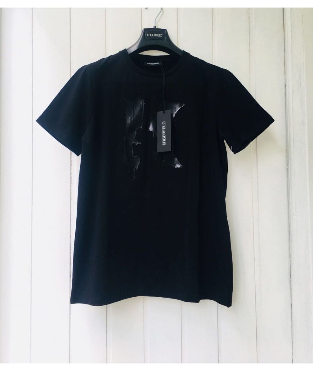 KARL LAGERFELD Черная хлопко-эластановая футболка, фото 2