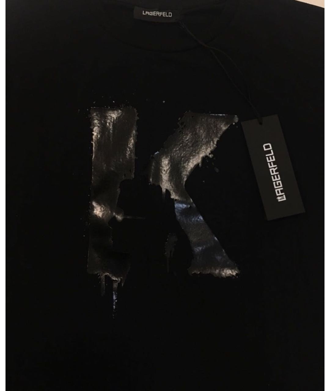 KARL LAGERFELD Черная хлопко-эластановая футболка, фото 5