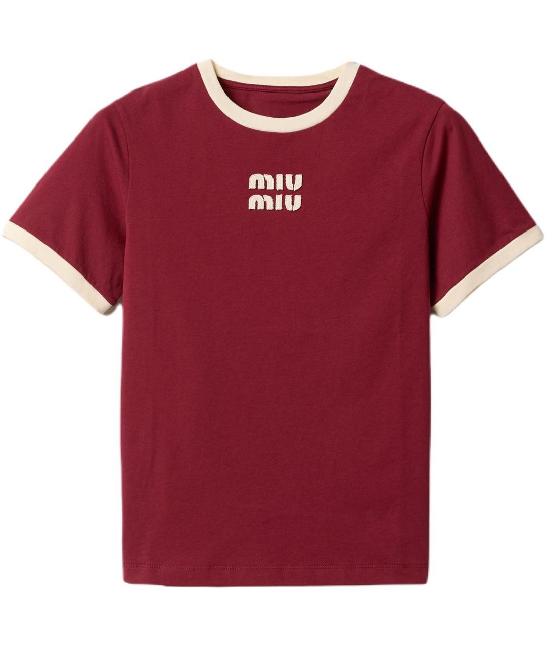 MIU MIU Бордовая хлопковая футболка, фото 1
