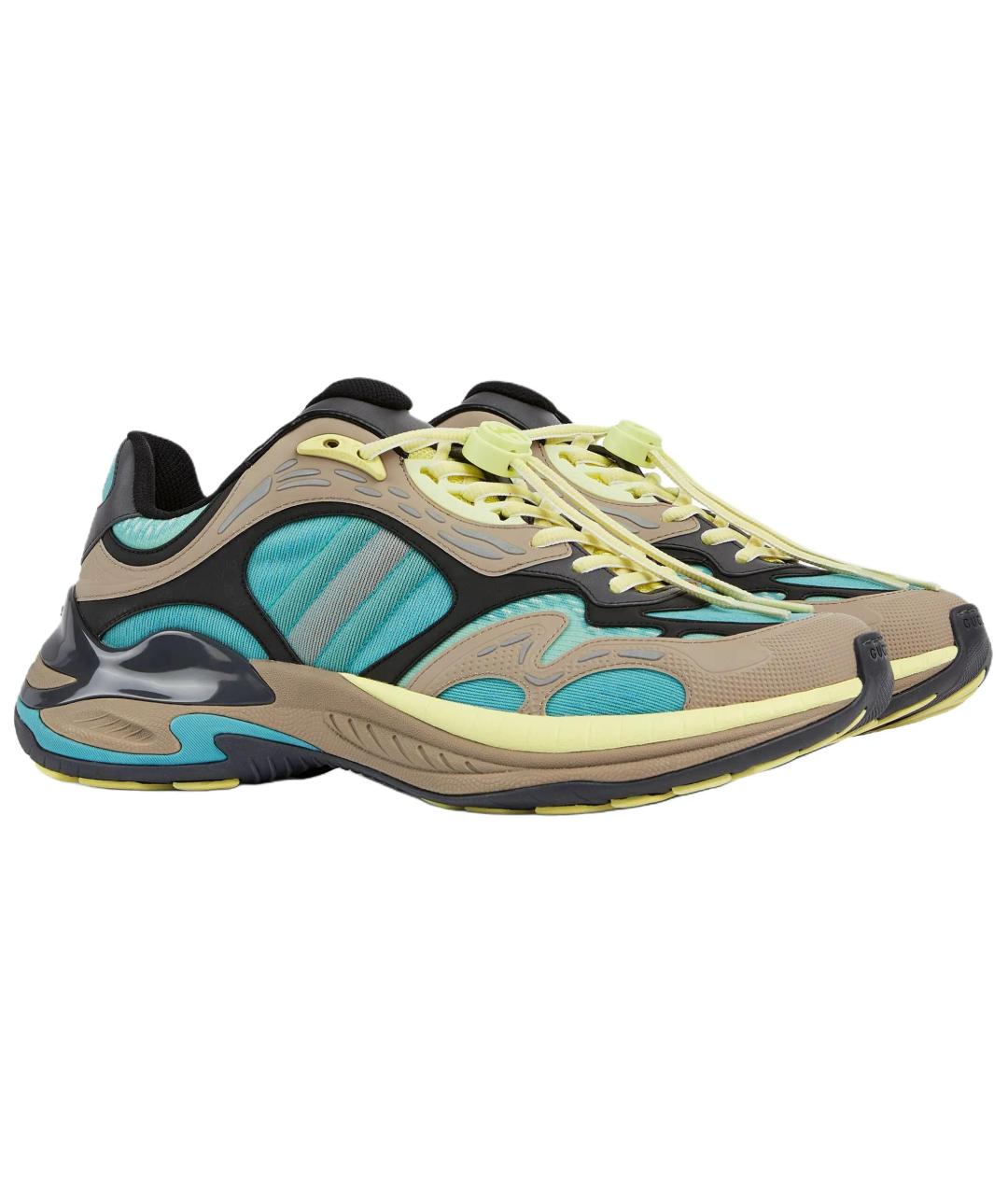 GUCCI Бежевые кожаные низкие кроссовки / кеды, фото 3