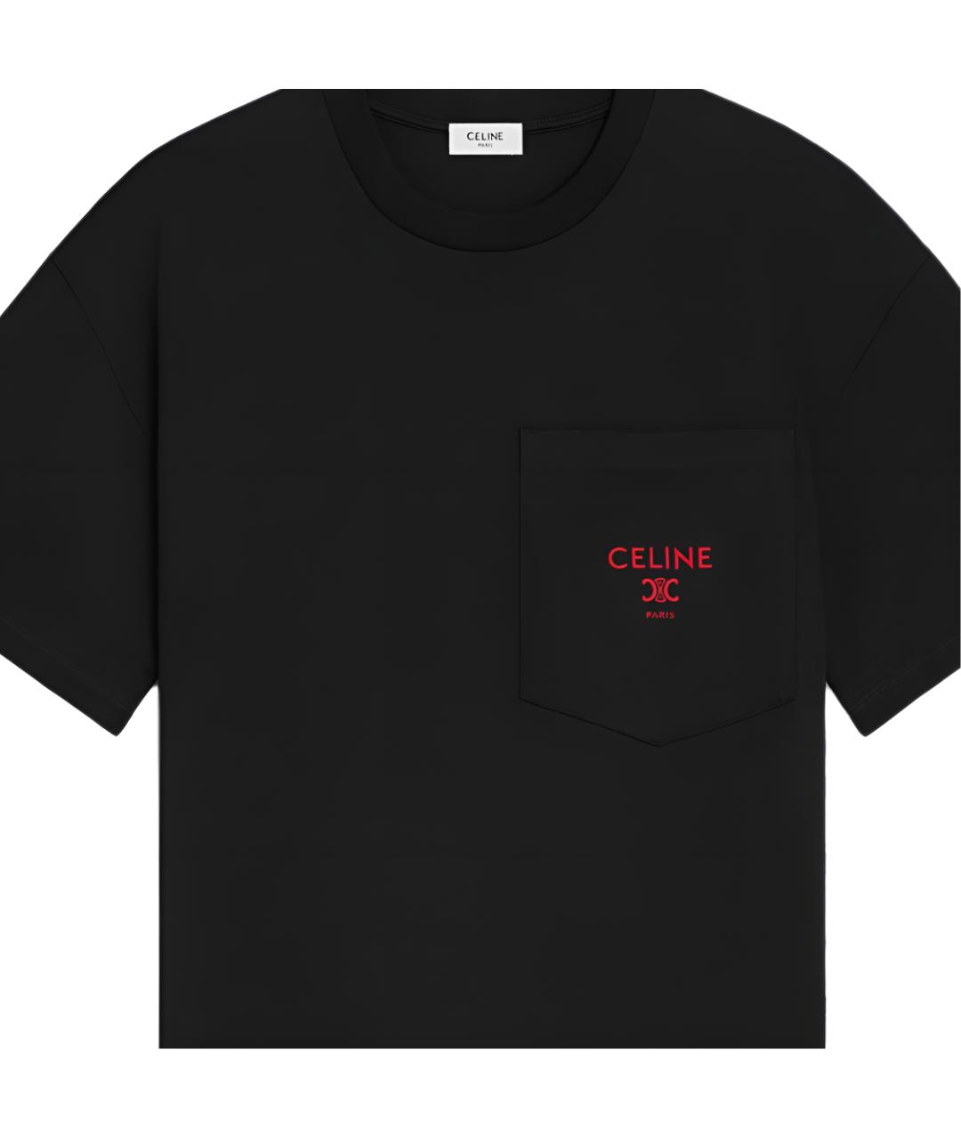 CELINE Черная хлопковая футболка, фото 4