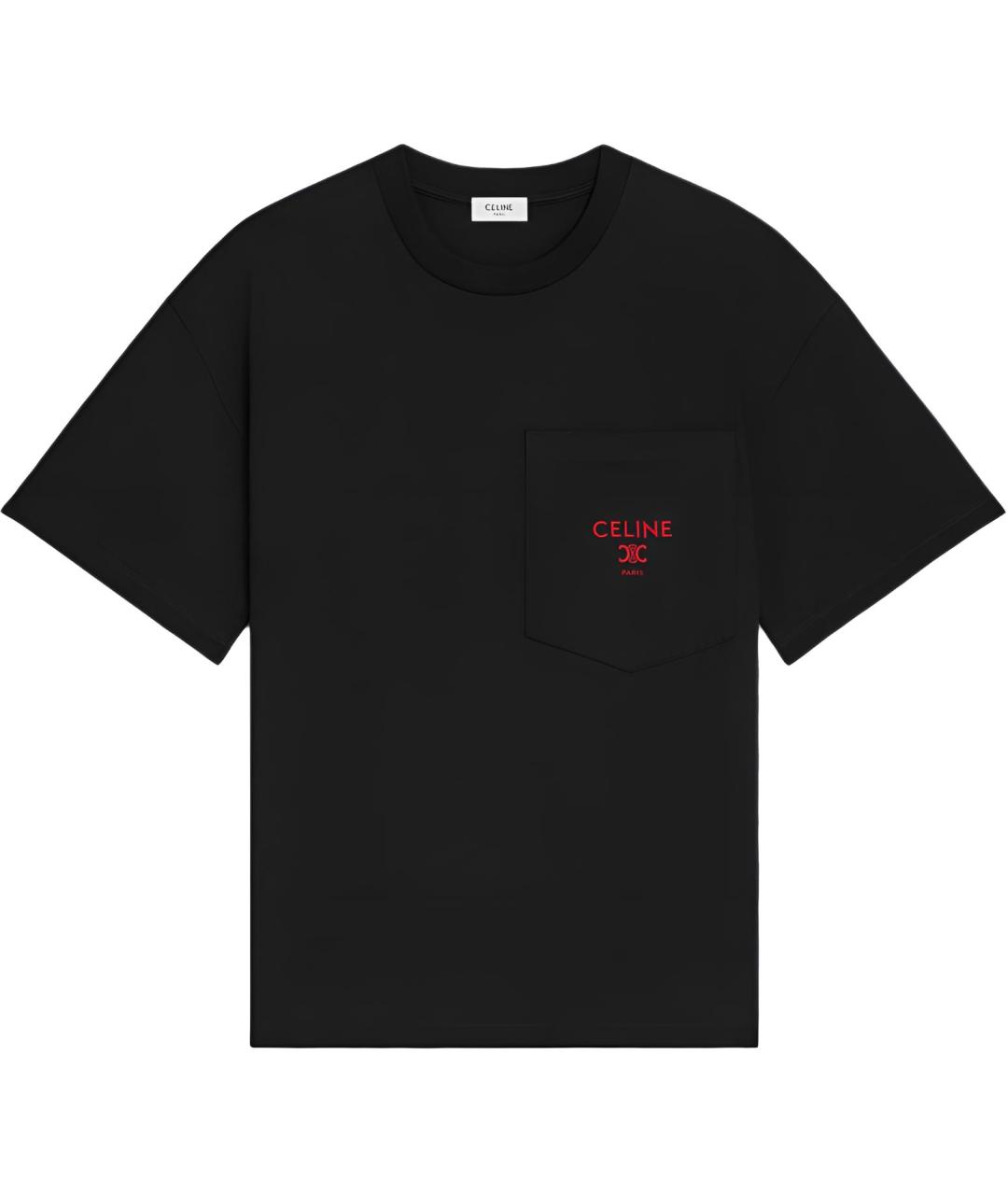 CELINE Черная хлопковая футболка, фото 1