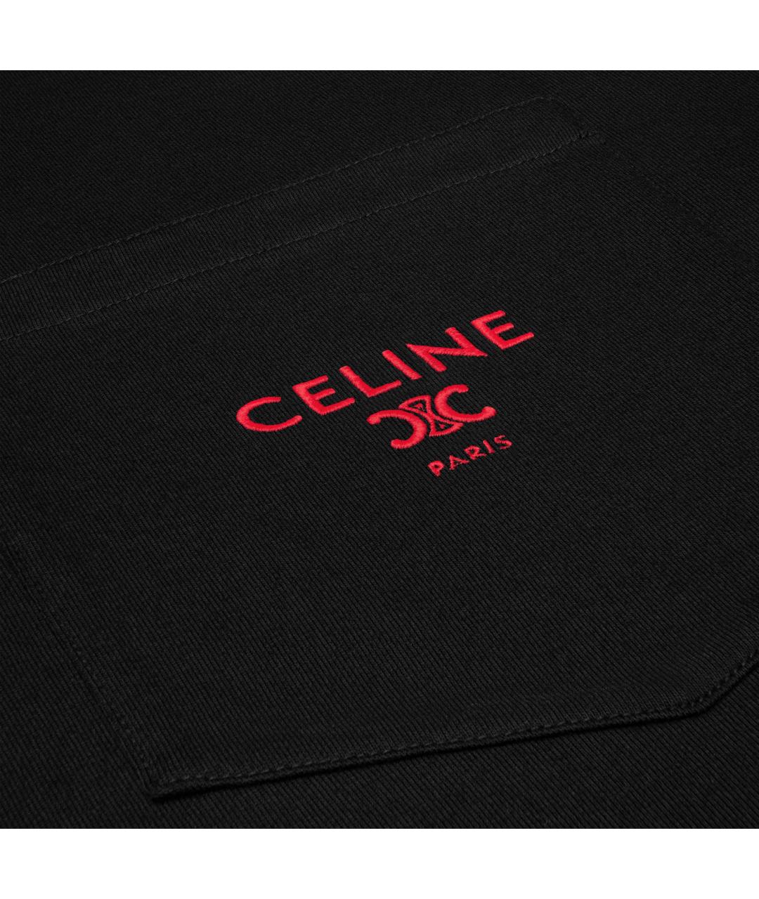 CELINE Черная хлопковая футболка, фото 5