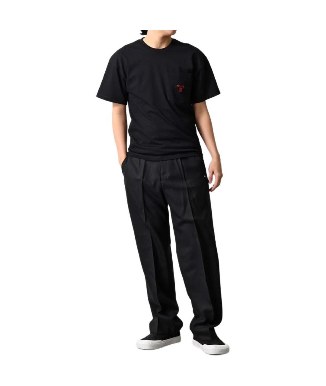 CELINE Черная хлопковая футболка, фото 3