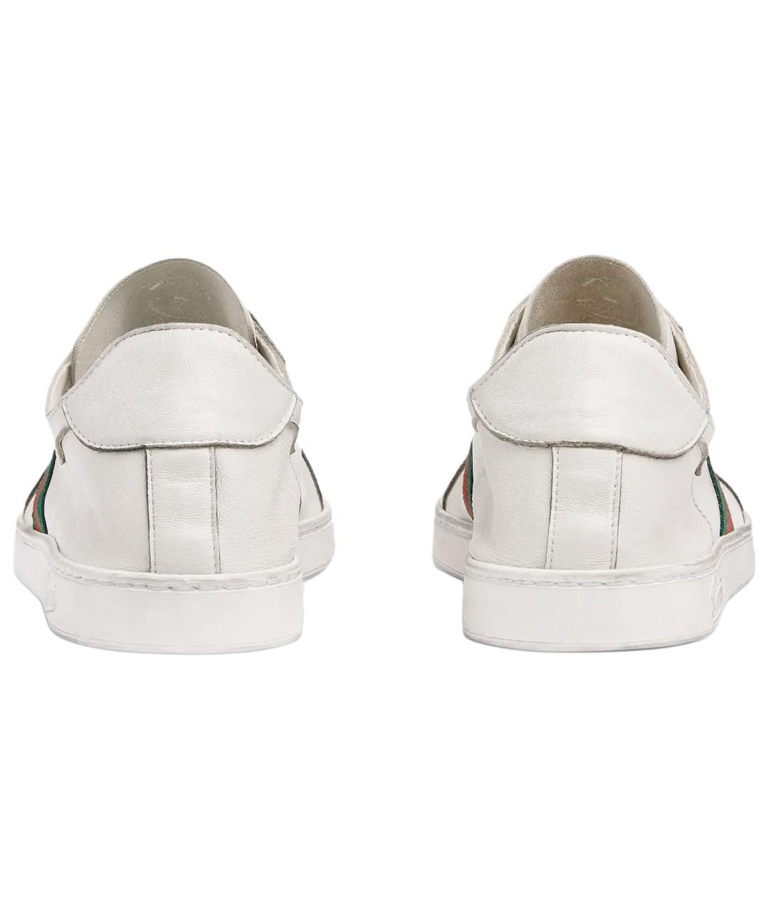 GUCCI Белые кожаные низкие кроссовки / кеды, фото 5