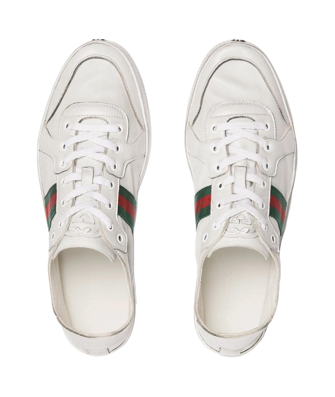GUCCI Белые кожаные низкие кроссовки / кеды, фото 4