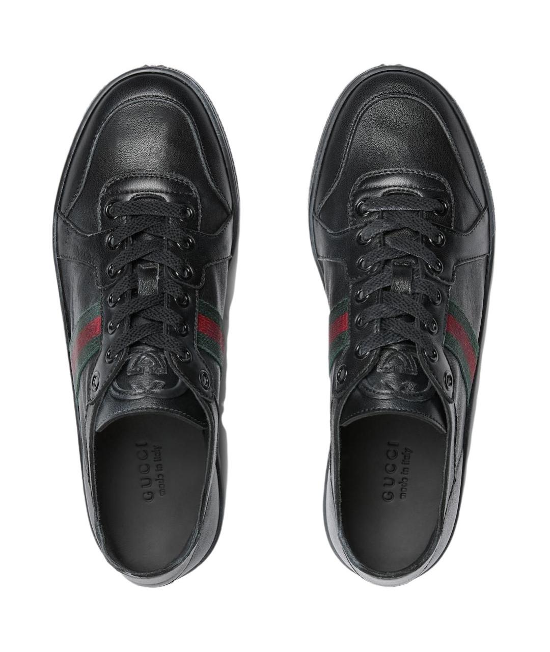 GUCCI Черные кожаные кроссовки, фото 4