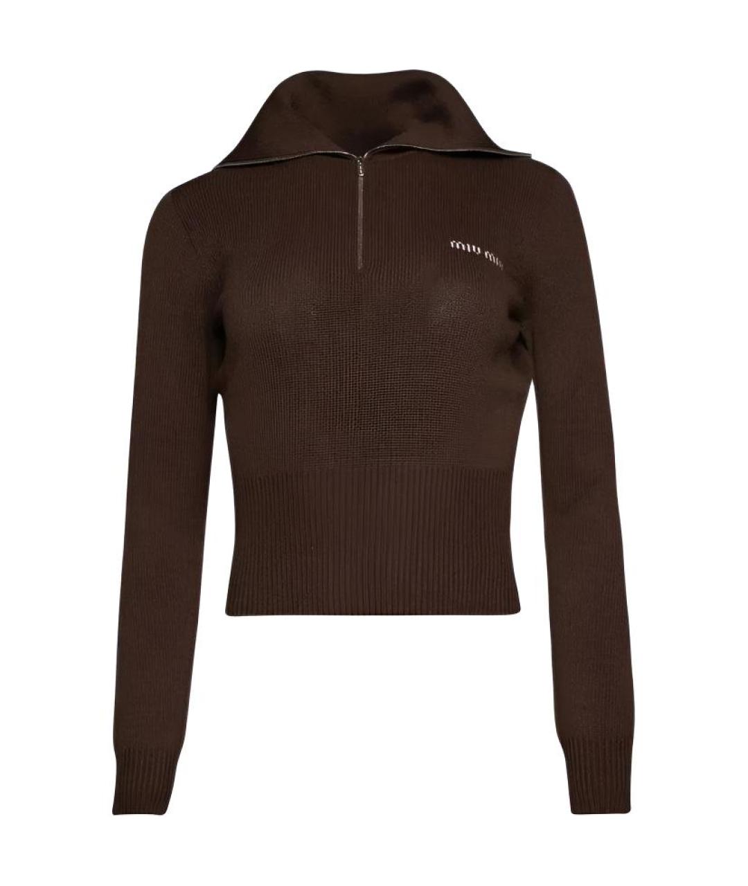 MIU MIU Коричневый джемпер / свитер, фото 1