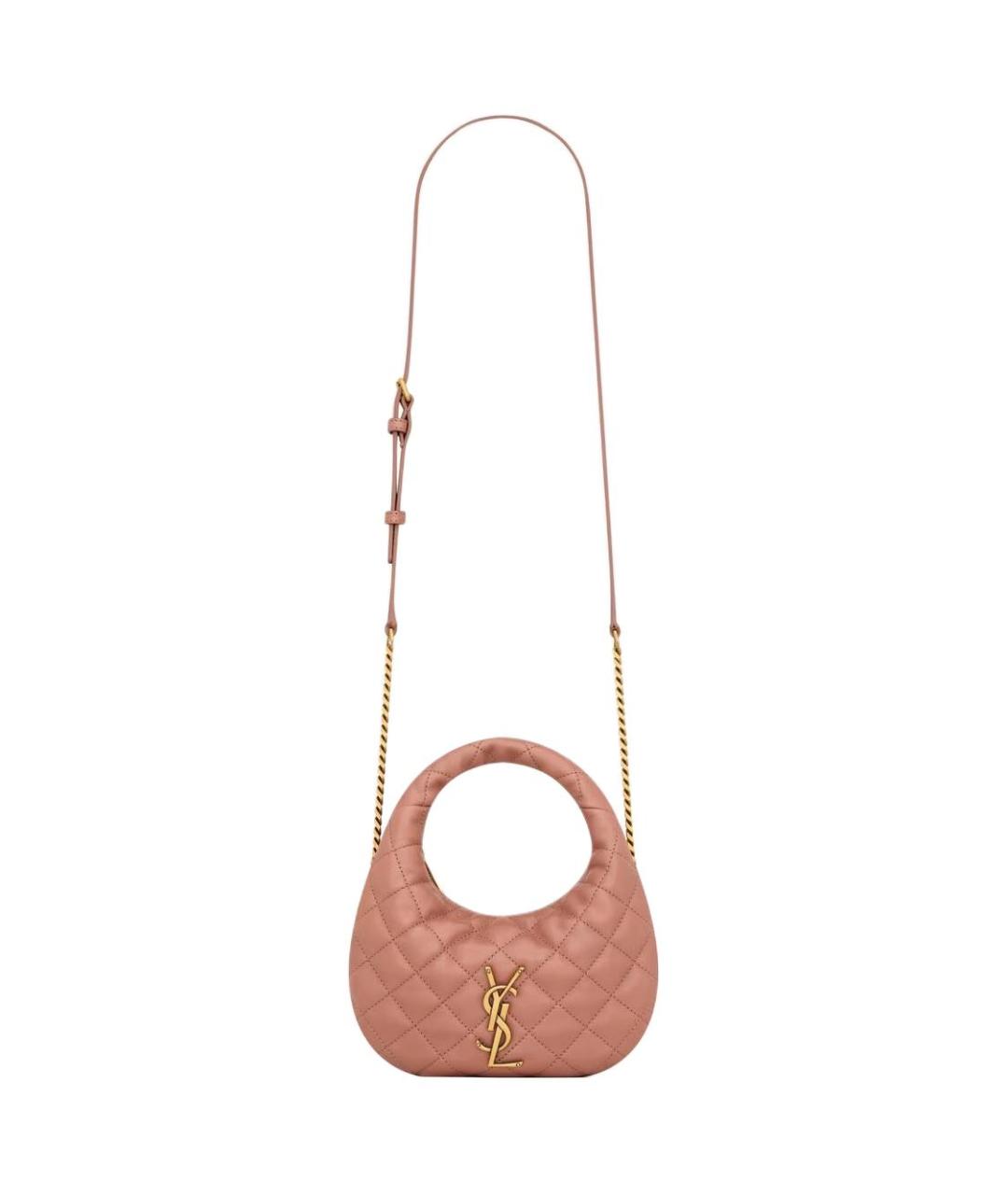 SAINT LAURENT Розовая кожаная сумка через плечо, фото 2