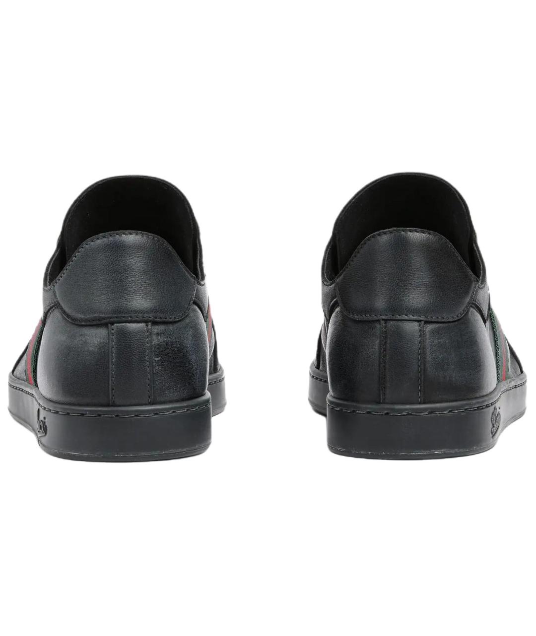 GUCCI Черные кожаные низкие кроссовки / кеды, фото 5