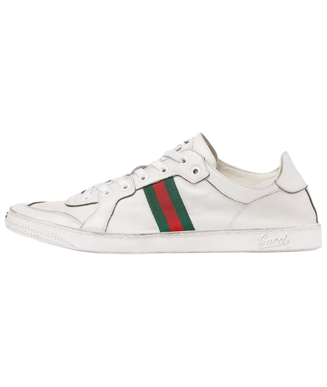 GUCCI Белые кожаные низкие кроссовки / кеды, фото 2