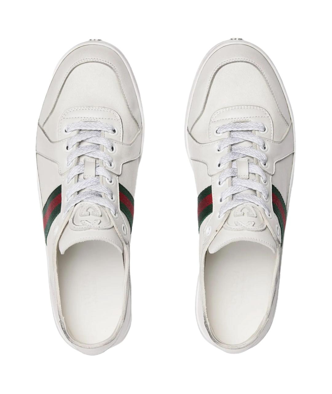 GUCCI Белые кожаные кроссовки, фото 4