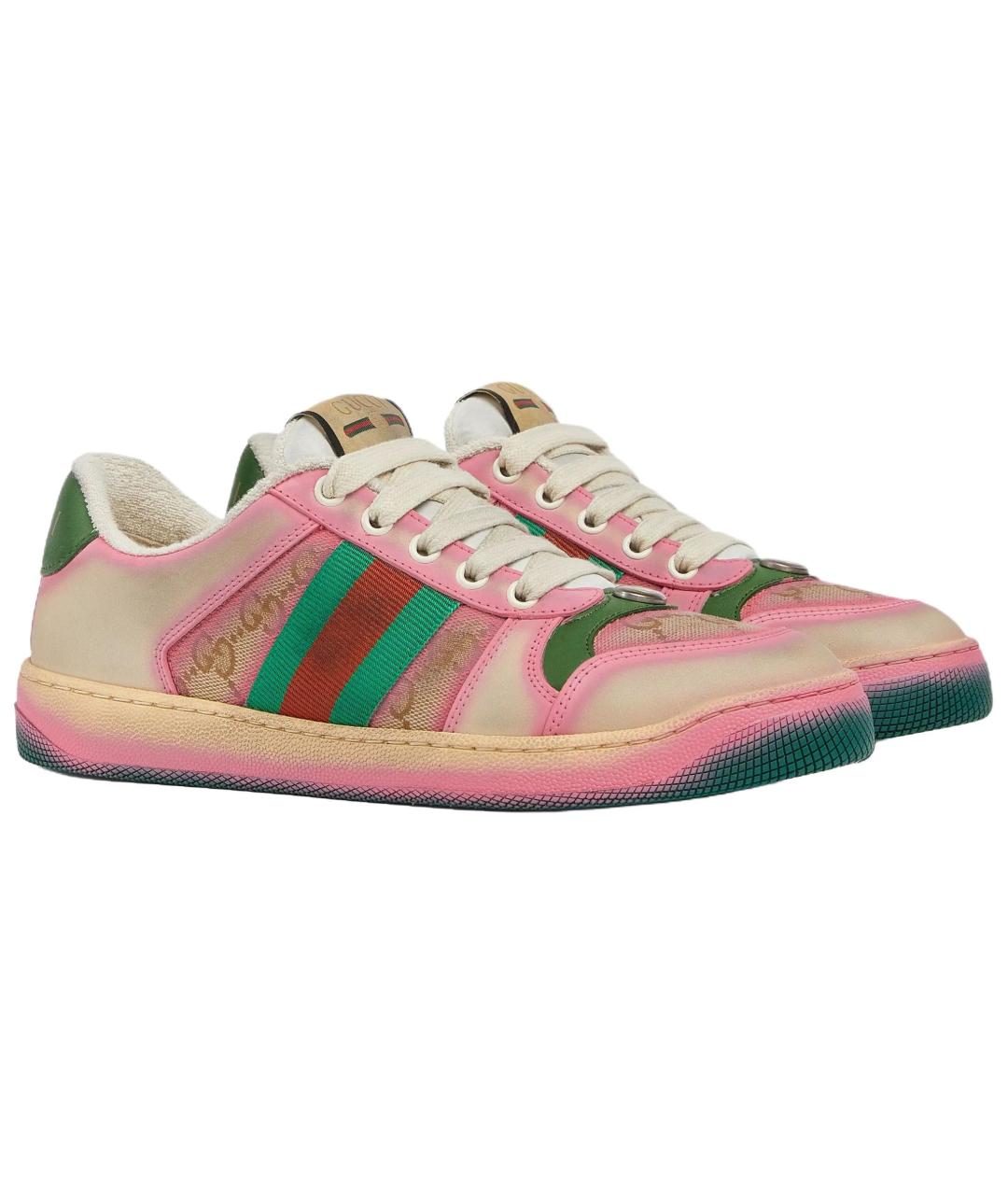 GUCCI Розовые кожаные кроссовки, фото 3