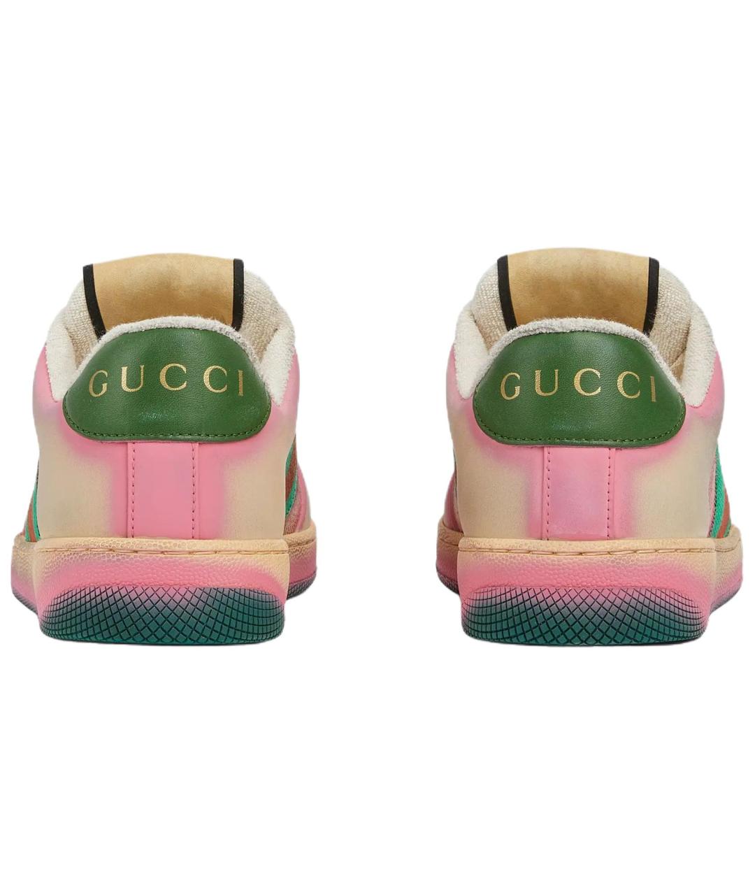 GUCCI Розовые кожаные кроссовки, фото 5
