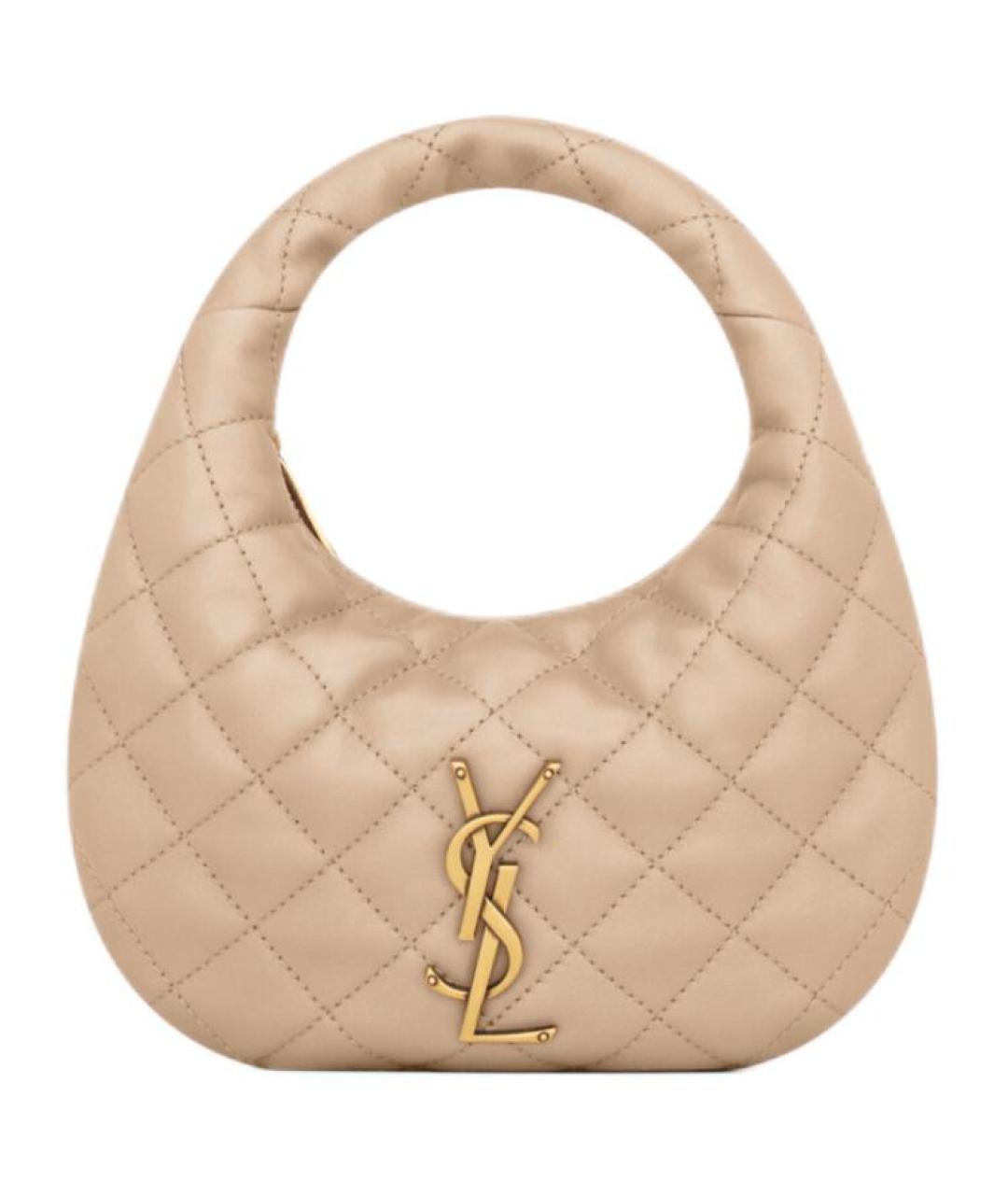 SAINT LAURENT Бежевая кожаная сумка через плечо, фото 1