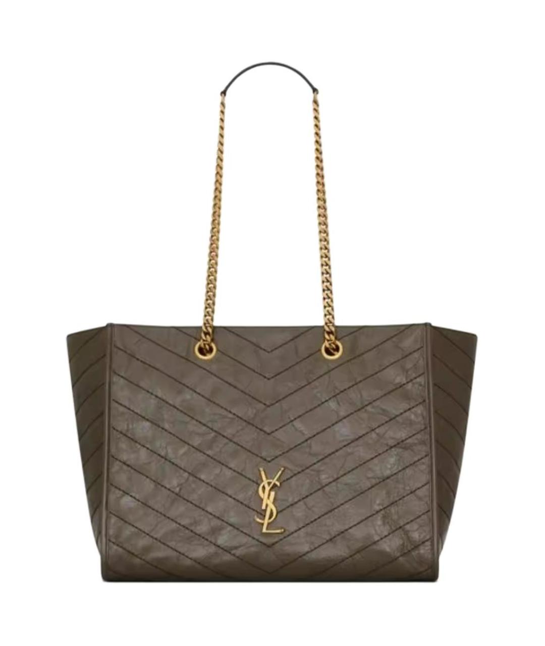 SAINT LAURENT Коричневая кожаная сумка через плечо, фото 1