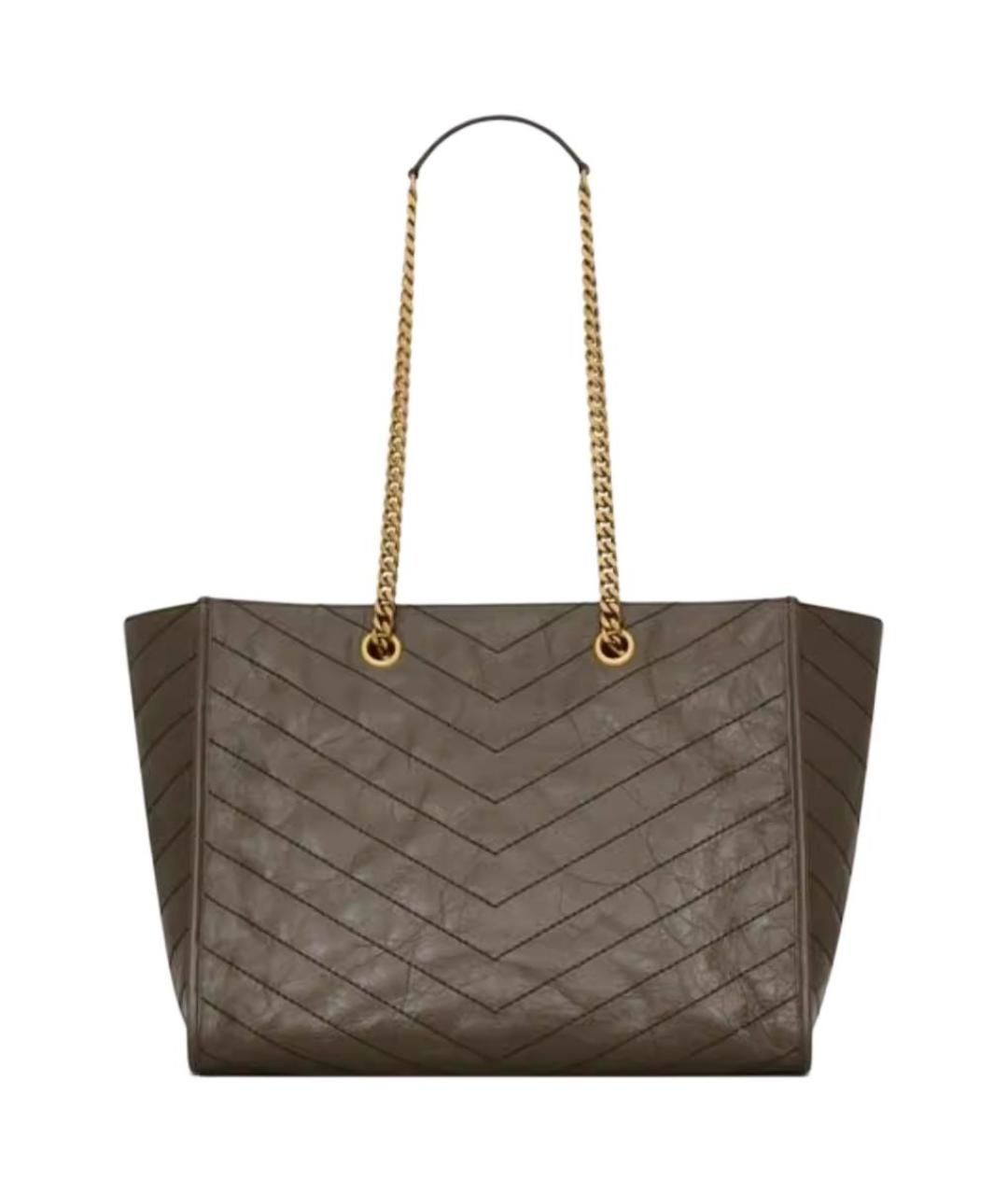 SAINT LAURENT Коричневая кожаная сумка через плечо, фото 2