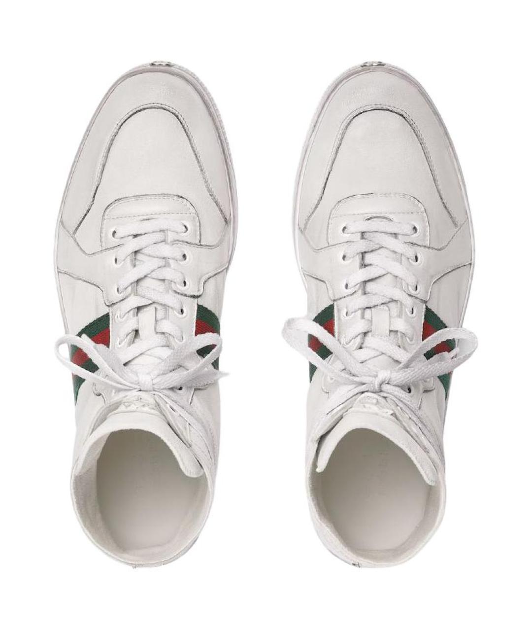 GUCCI Белые кожаные низкие кроссовки / кеды, фото 4