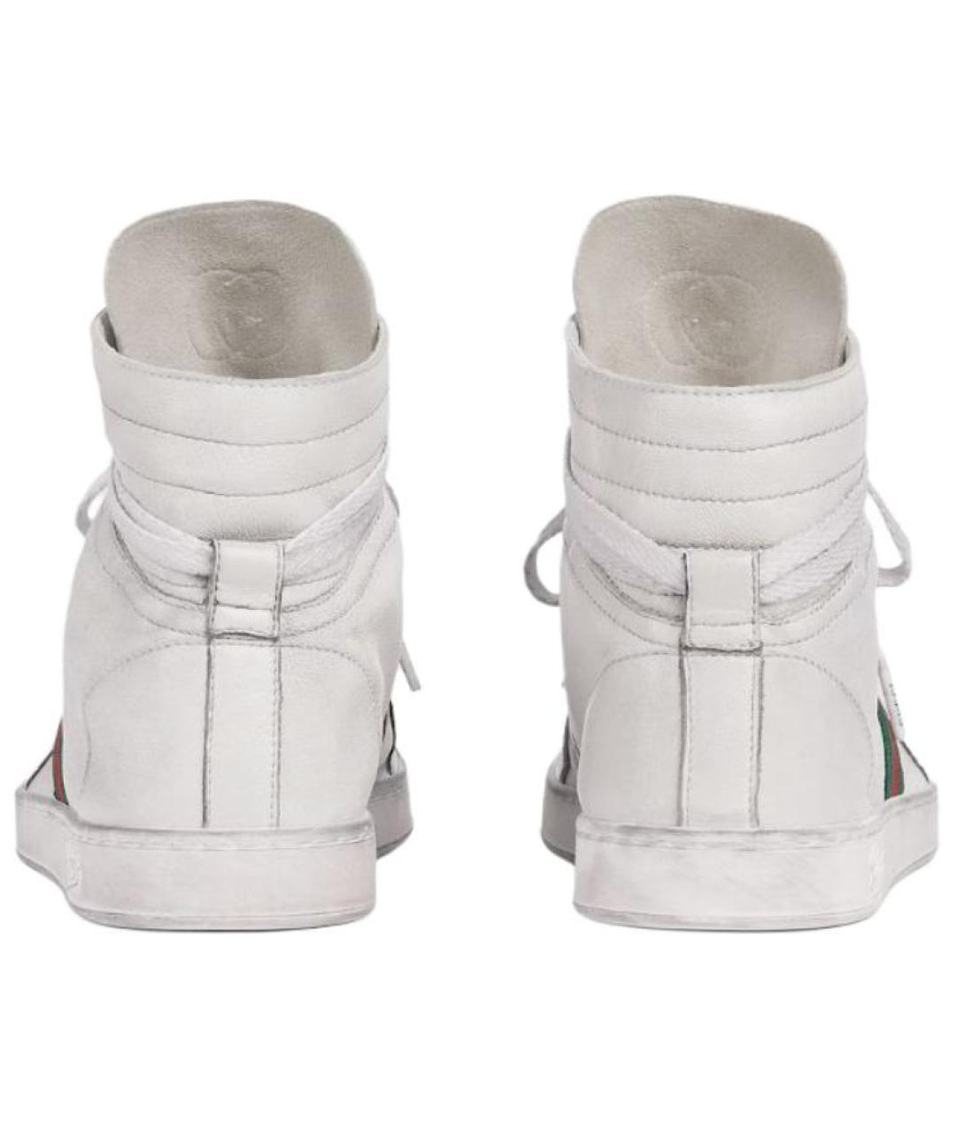 GUCCI Белые кожаные низкие кроссовки / кеды, фото 5