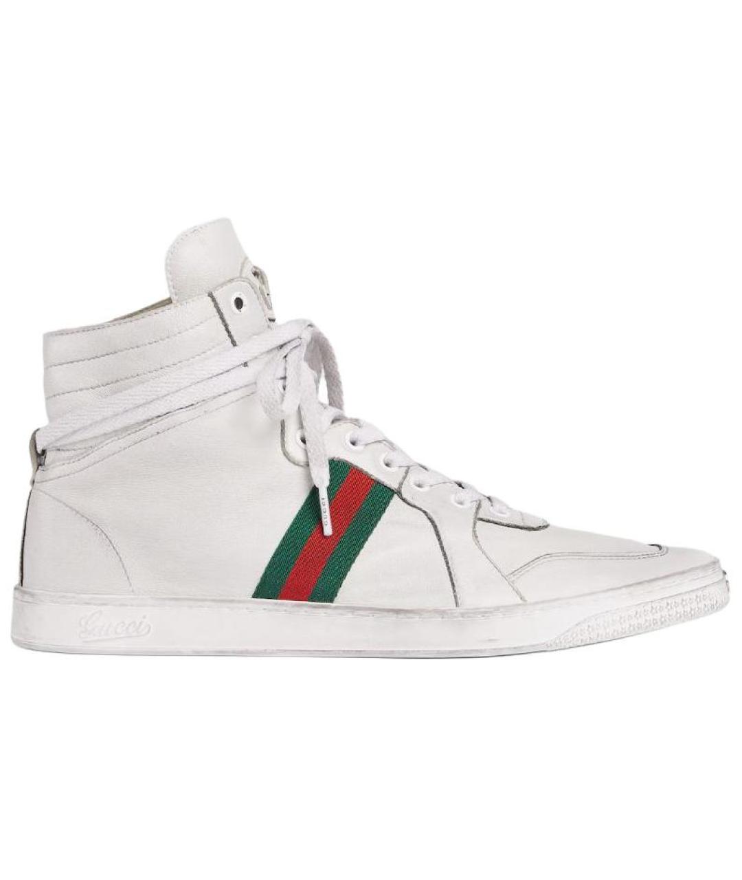 GUCCI Белые кожаные низкие кроссовки / кеды, фото 6