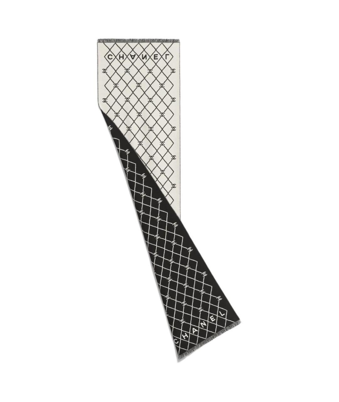 CHANEL Черный шерстяной шарф, фото 3