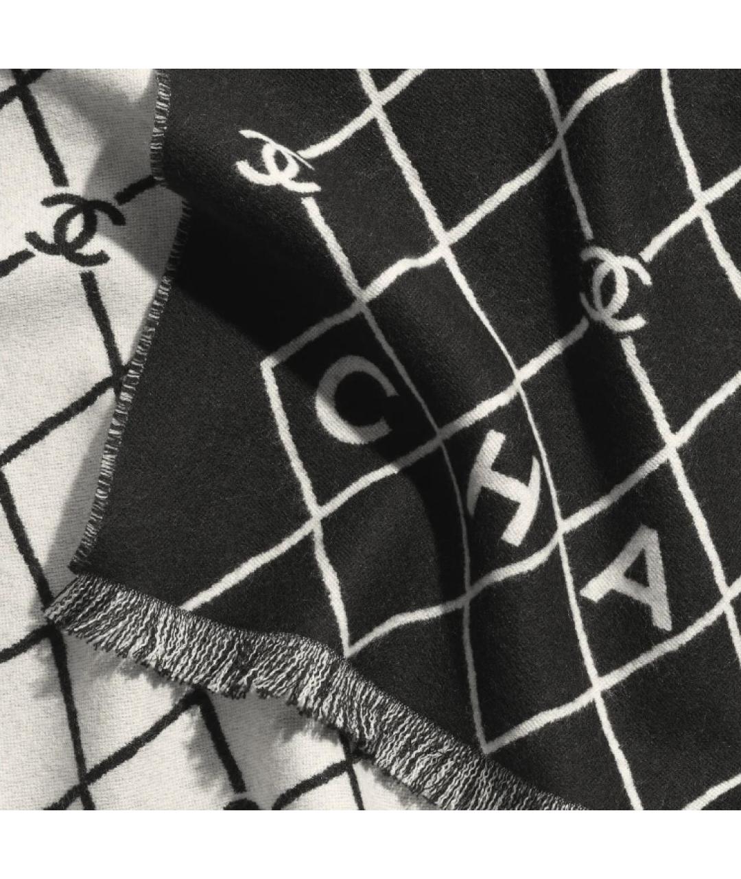 CHANEL Черный шерстяной шарф, фото 2