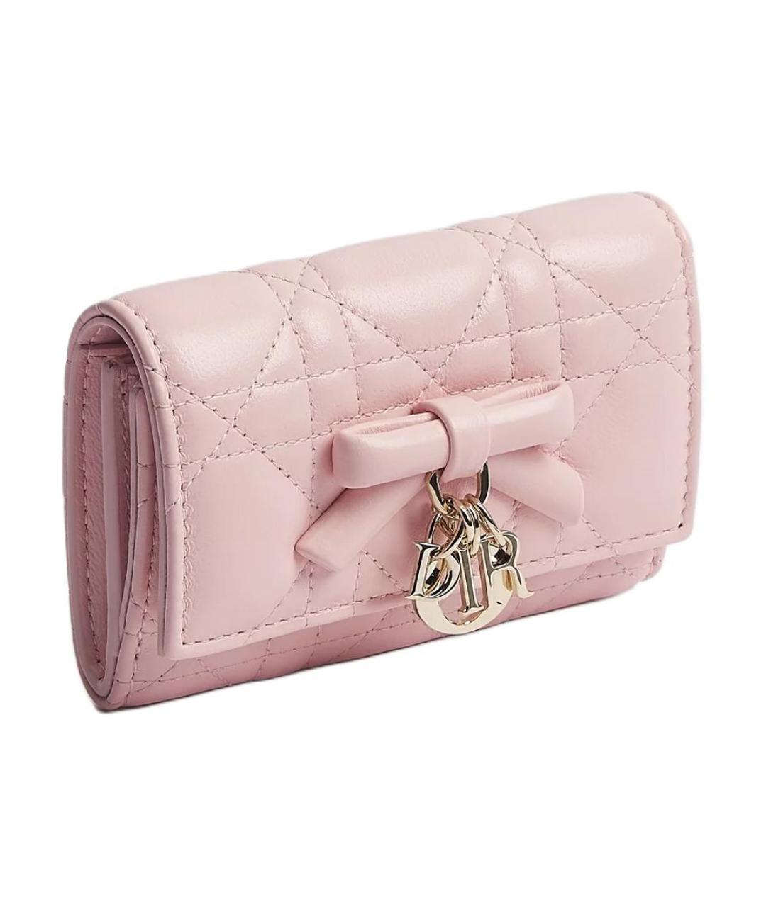 CHRISTIAN DIOR Розовый кожаный кошелек, фото 2