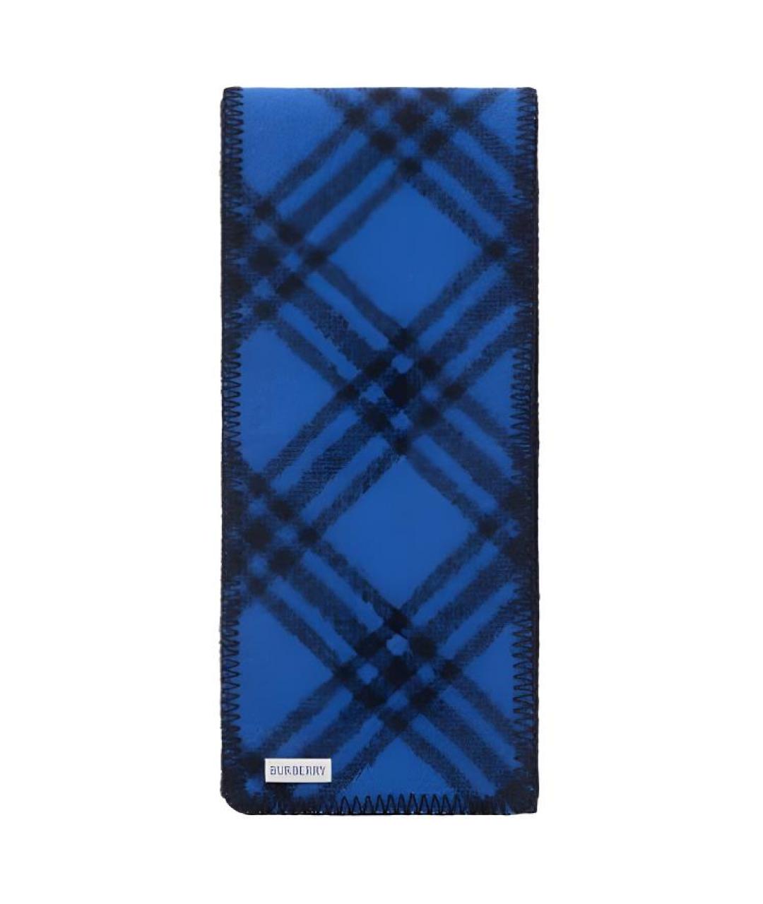 BURBERRY Синий шерстяной шарф, фото 2