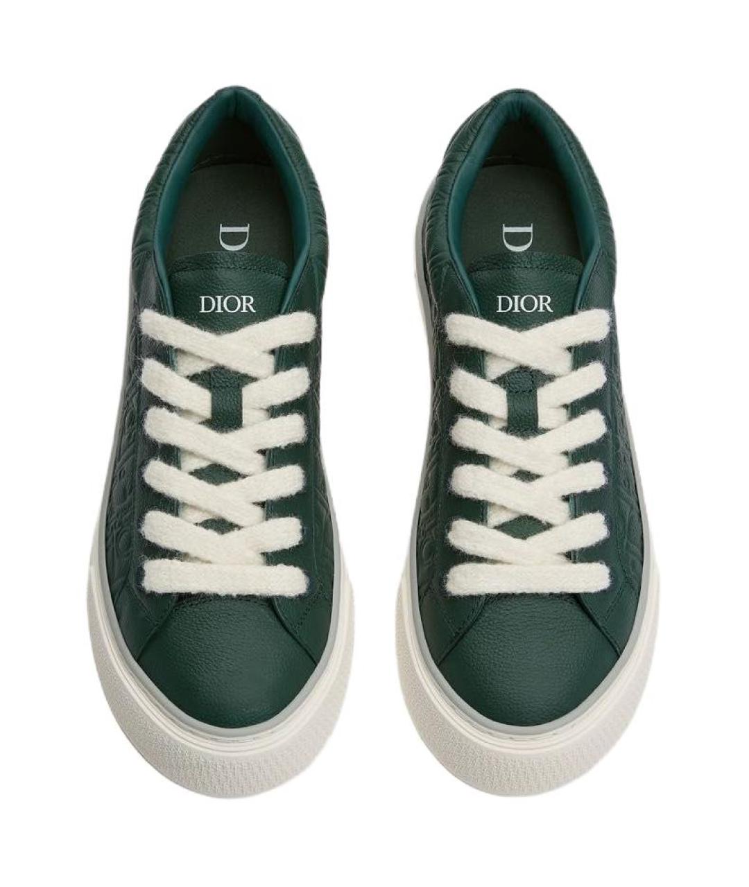 CHRISTIAN DIOR Зеленые кожаные низкие кроссовки / кеды, фото 4