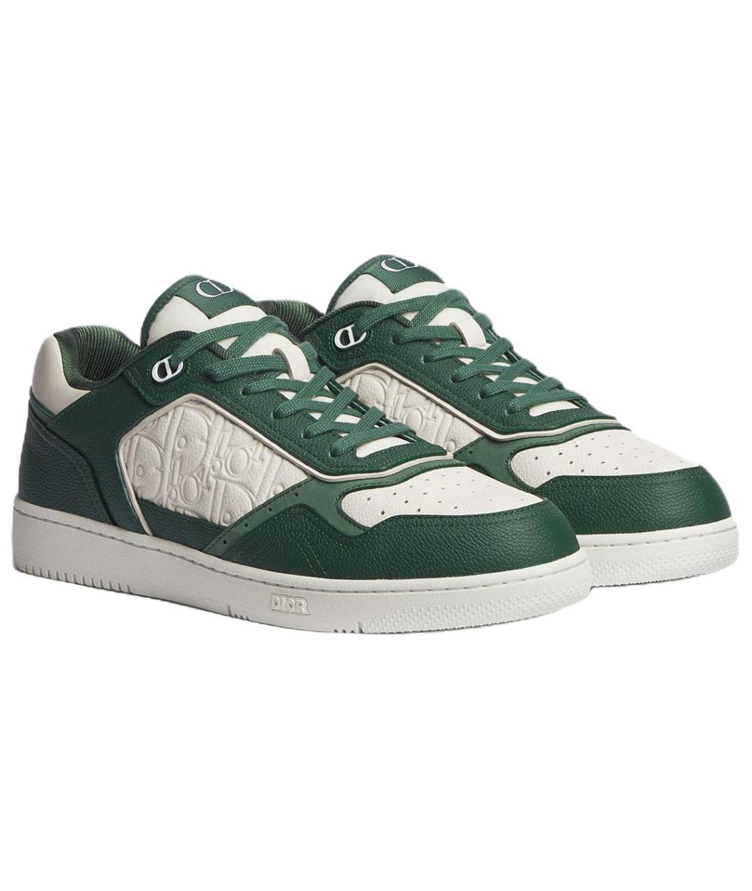 CHRISTIAN DIOR Зеленые кожаные низкие кроссовки / кеды, фото 3