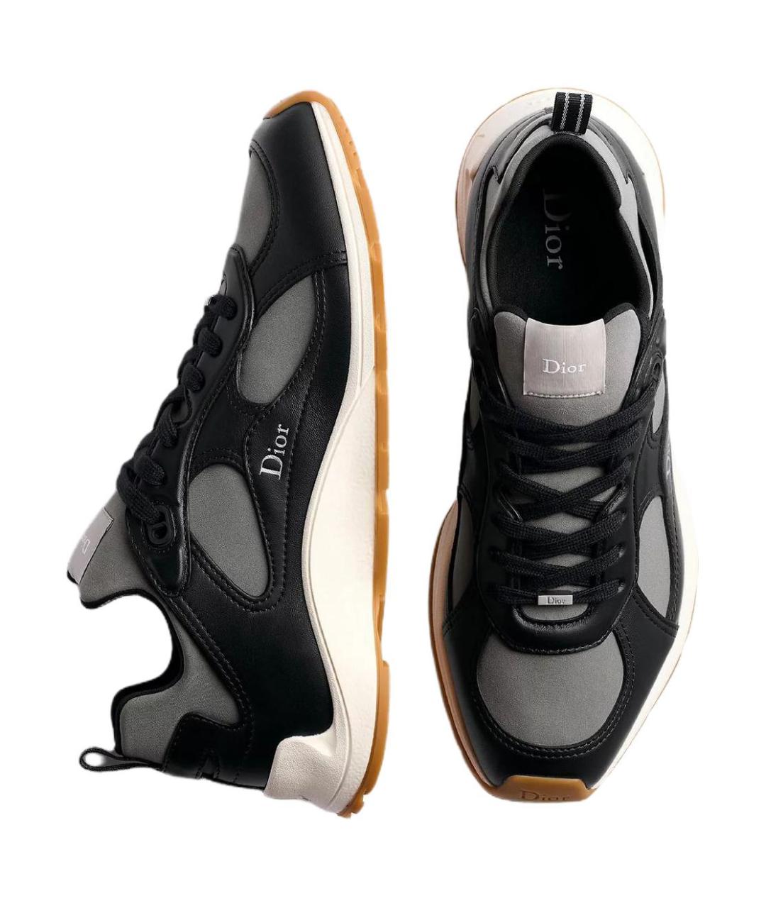 CHRISTIAN DIOR Черные кожаные низкие кроссовки / кеды, фото 3