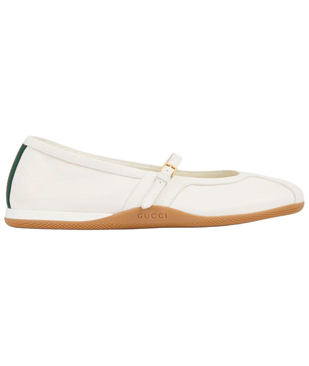 GUCCI Белые кожаные балетки, фото 1