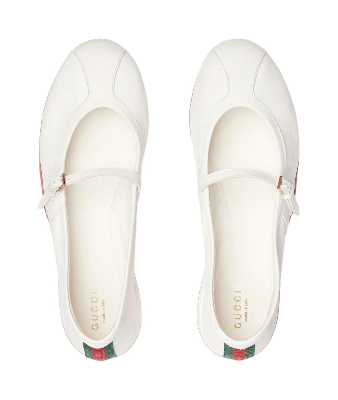 GUCCI Белые кожаные балетки, фото 4