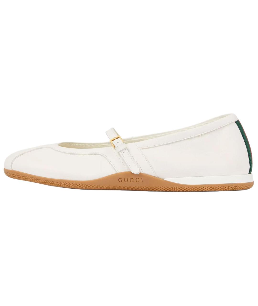 GUCCI Белые кожаные балетки, фото 2