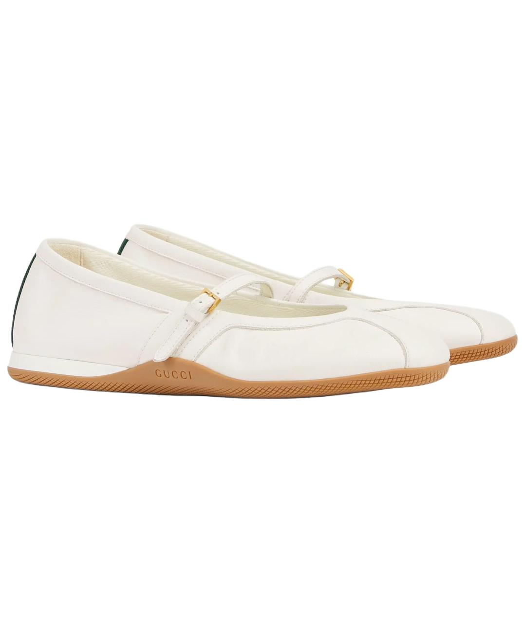 GUCCI Белые кожаные балетки, фото 3