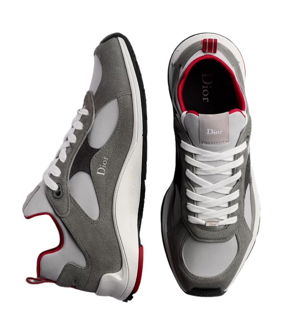 CHRISTIAN DIOR Серые замшевые низкие кроссовки / кеды, фото 4