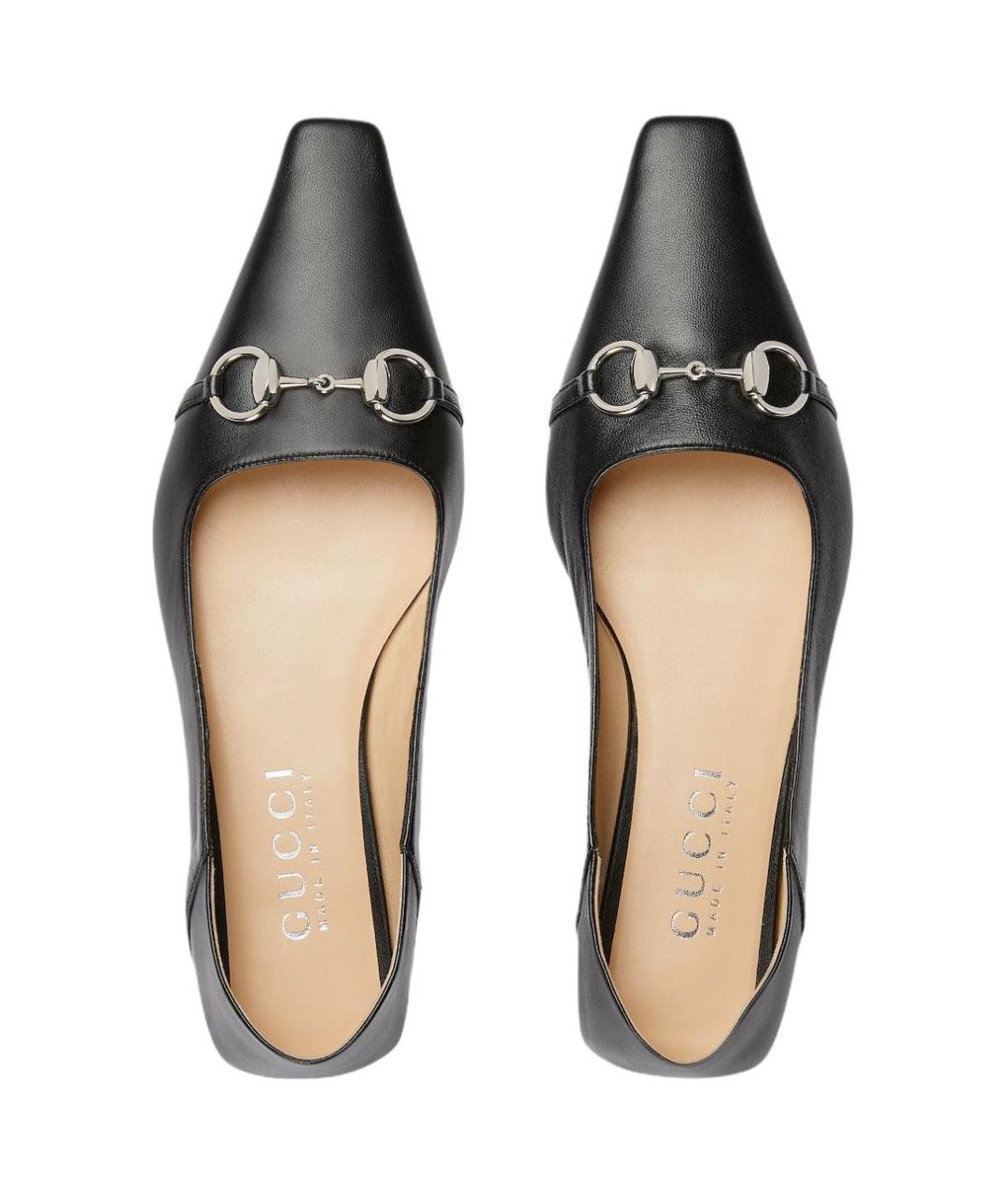GUCCI Черные кожаные балетки, фото 3