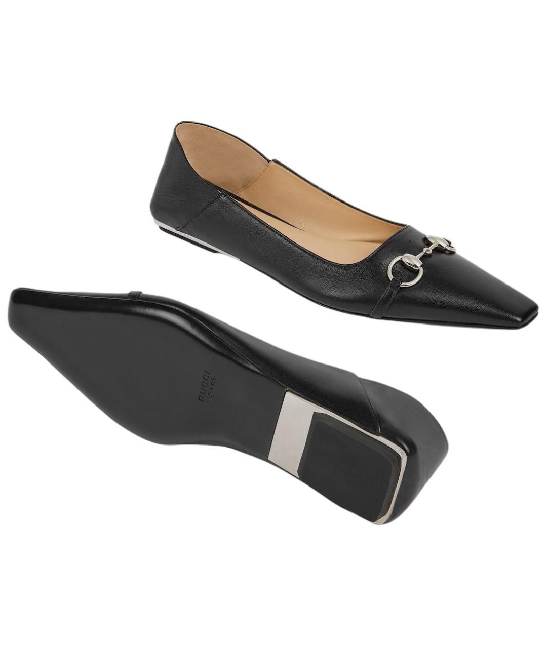 GUCCI Черные кожаные балетки, фото 5