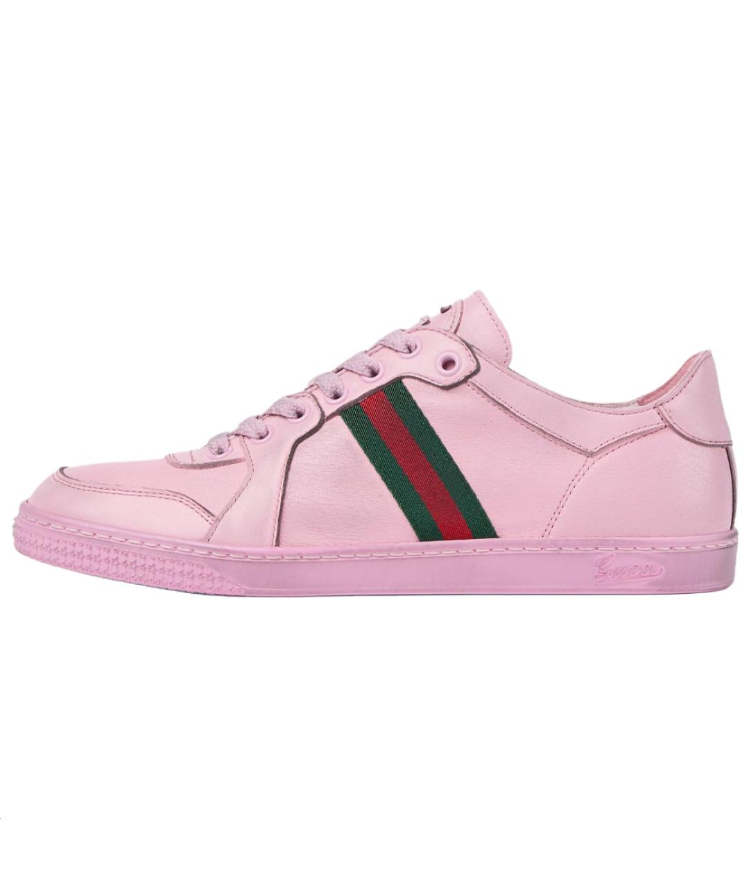 GUCCI Розовые кожаные кроссовки, фото 2