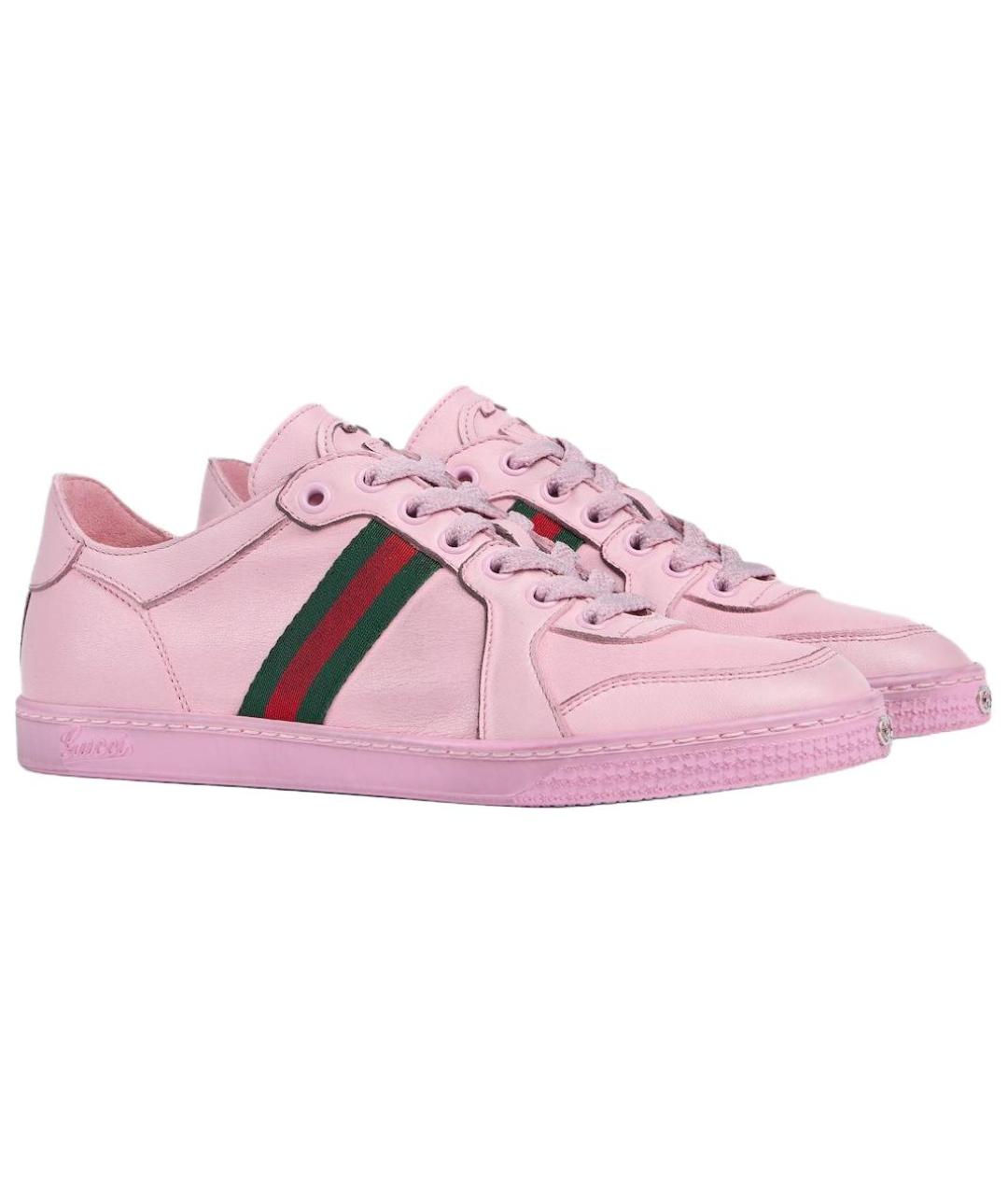 GUCCI Розовые кожаные кроссовки, фото 3