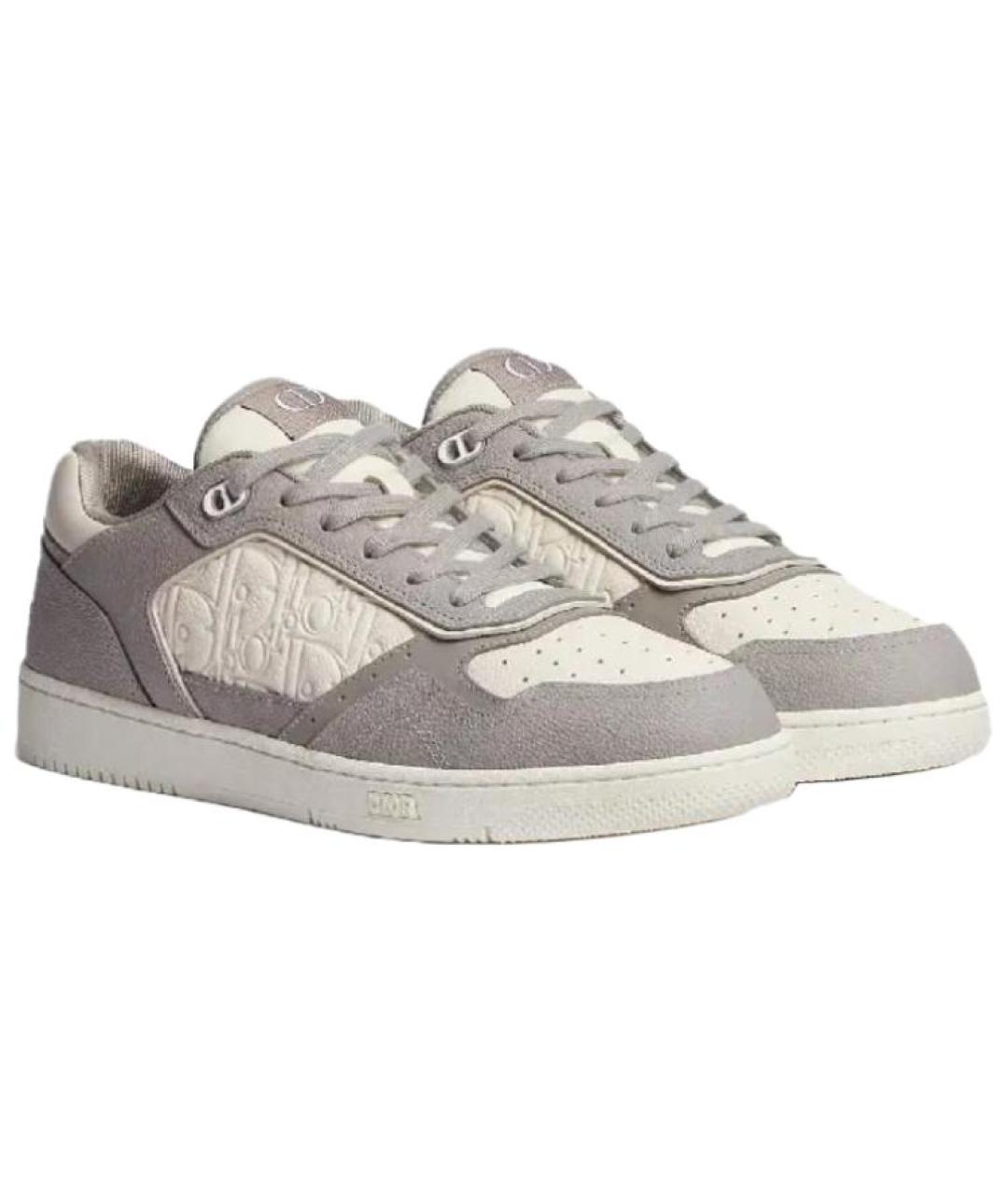CHRISTIAN DIOR Серые кожаные низкие кроссовки / кеды, фото 3
